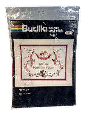 Bucilla Doves Of Love Counted Cross Stitch Kit Wedding Announcement 1988 New